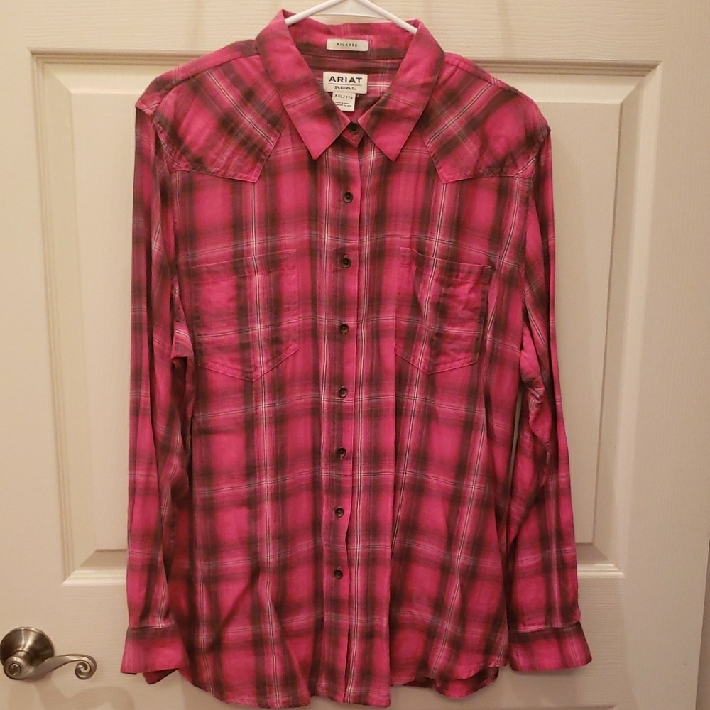 Ariat Pink Plaid Button-Up Shirt
